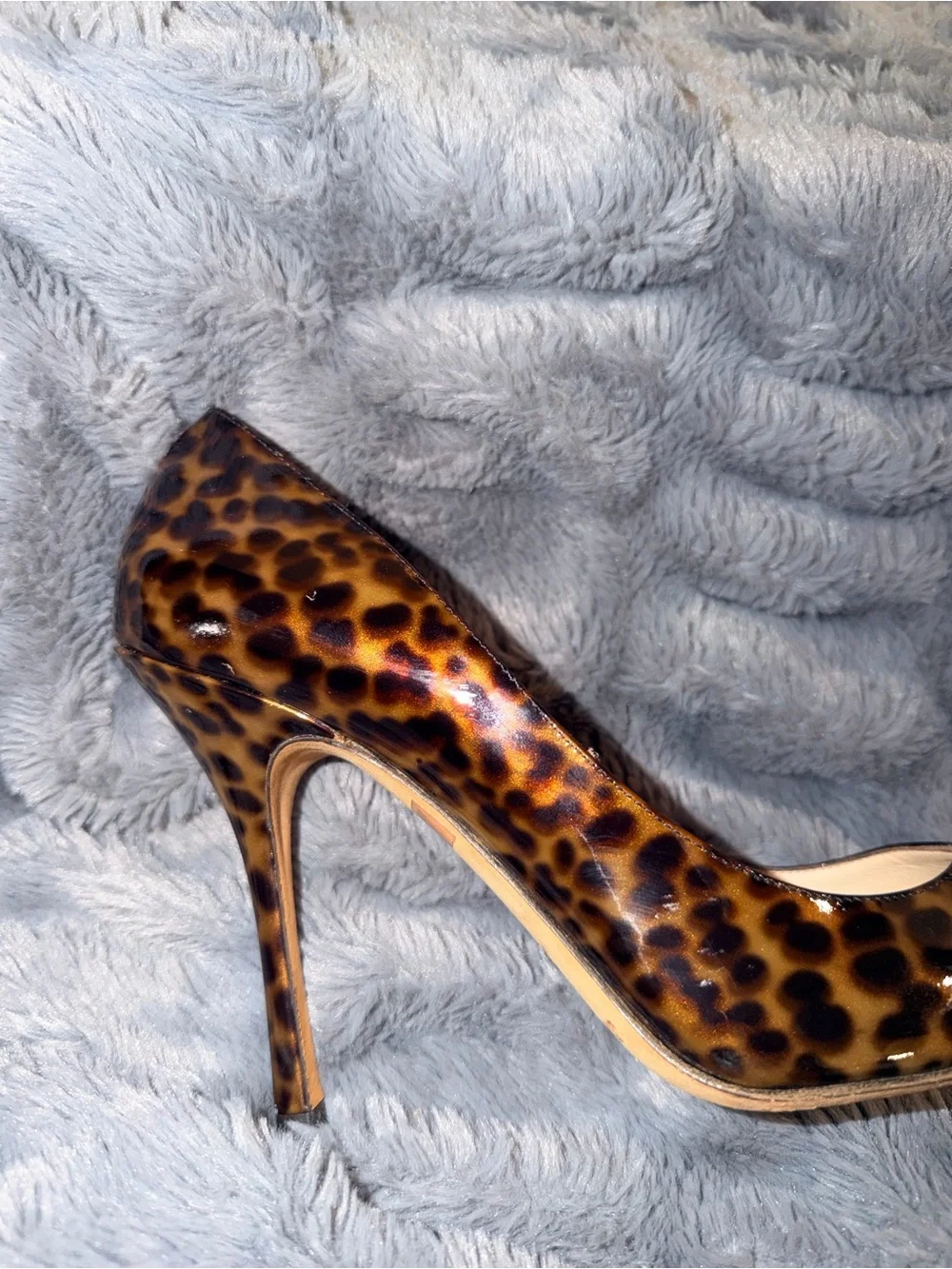 Jimmy Choo Leopard-Print Patent Leather Pointed-Toe - Dark Brown/Black